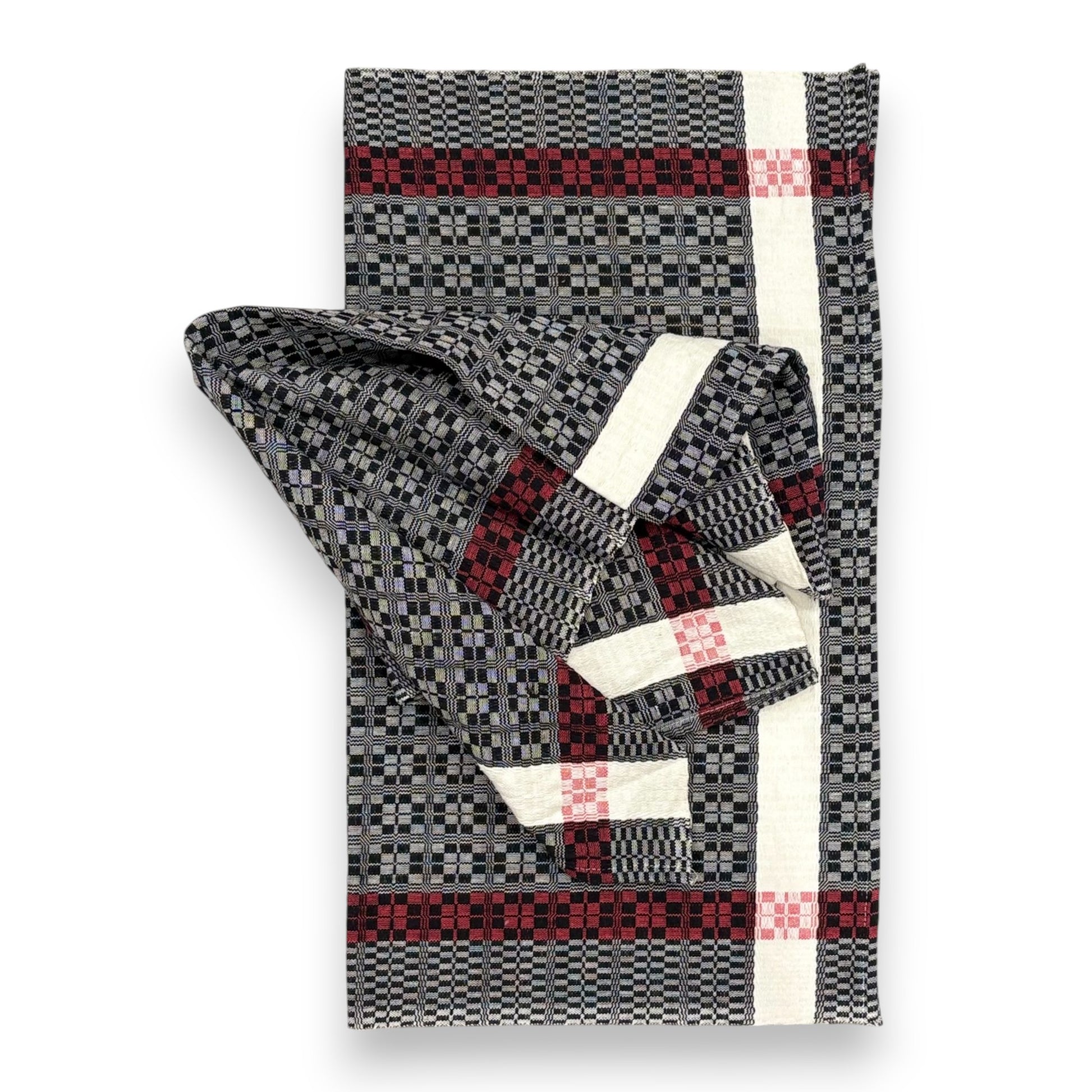 Handwoven Black & White Plaid Kitchen Towel