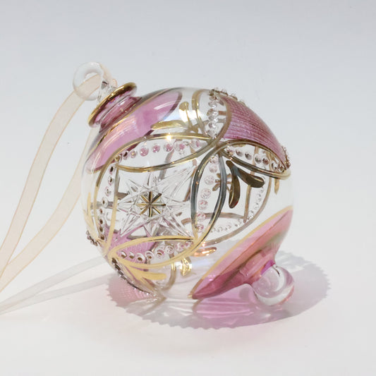Fair Trade Hand-Blown Glass Ornament - Pink Carousel, Ethically Handmade