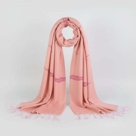 Handwoven Bamboo Viscose Scarf - Salmon & Fuchsia