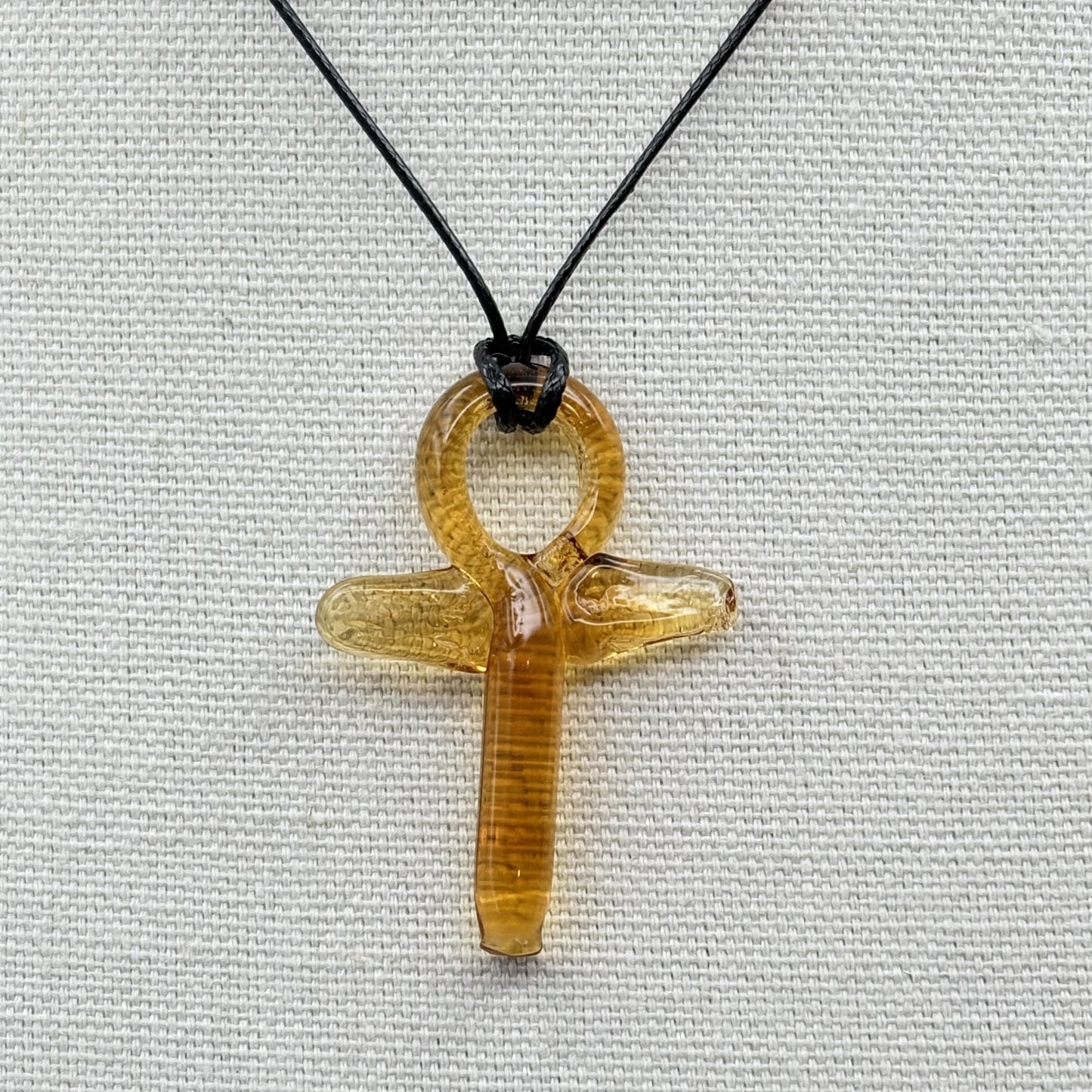 Handcrafted Ankh Glass Pendant - Gold