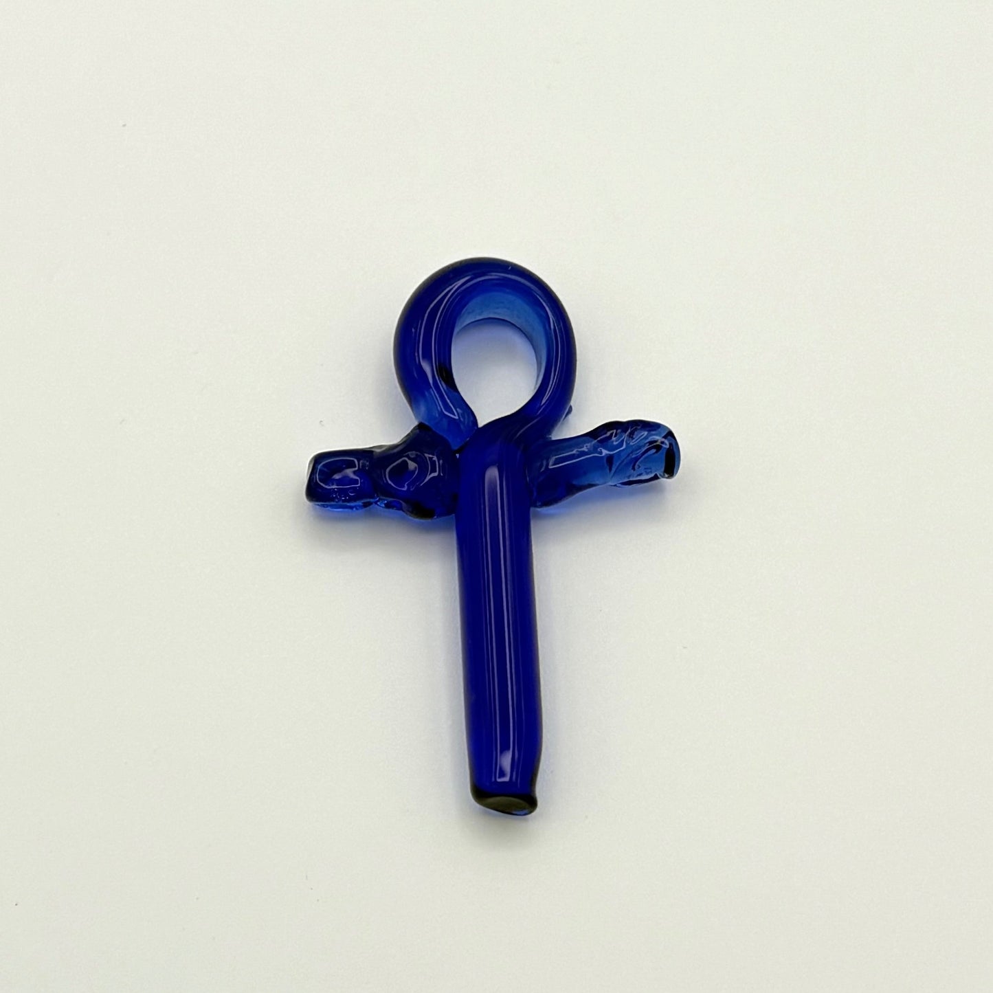Handcrafted Ankh Glass Pendant - Egyptian Blue