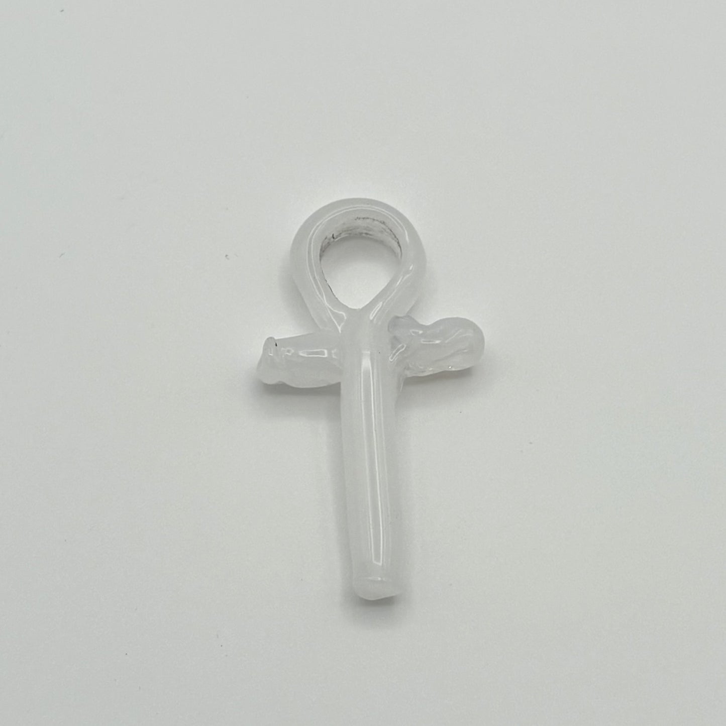 Handcrafted Ankh Glass Pendant - White