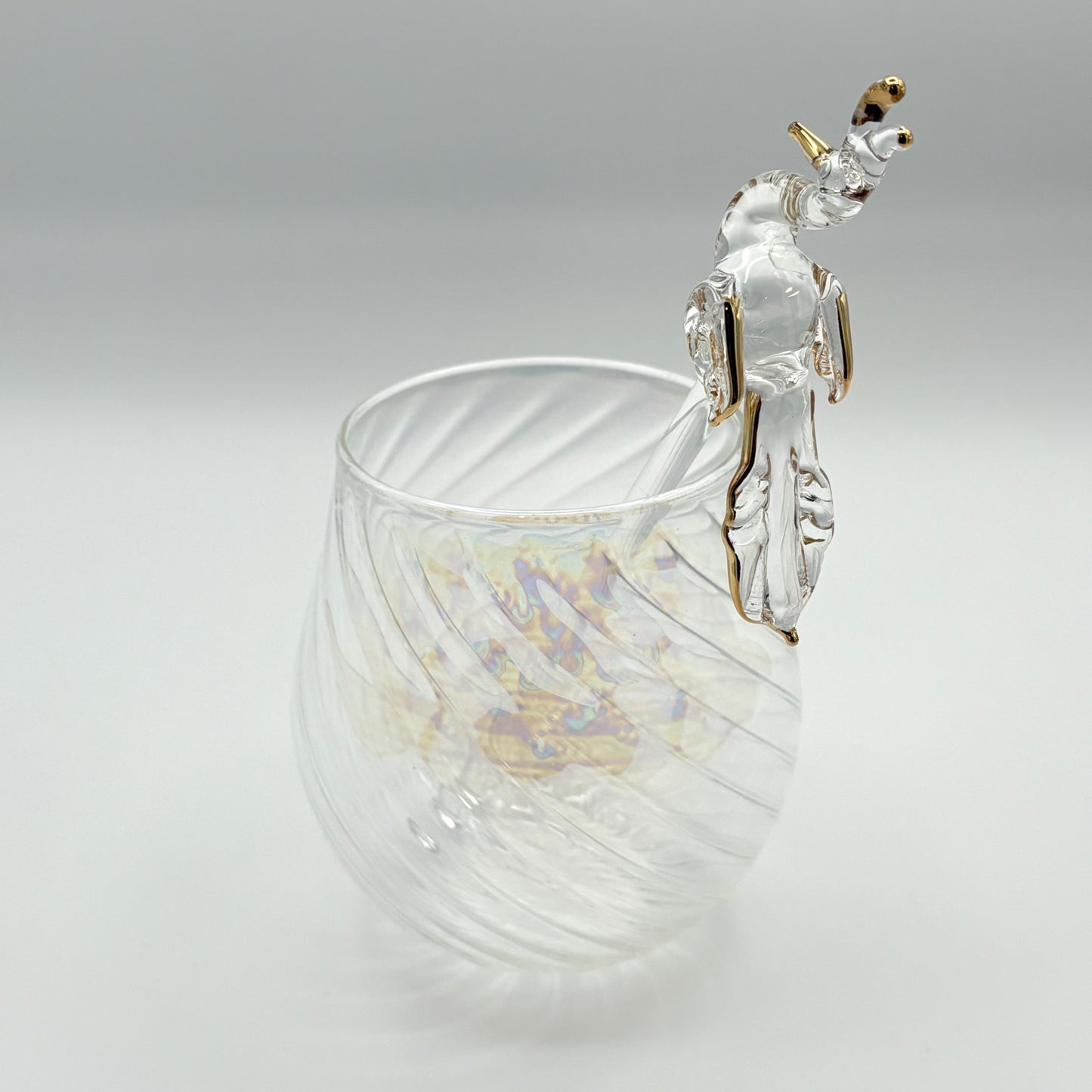 Blown Glass Cocktail Stirrer - Peacock