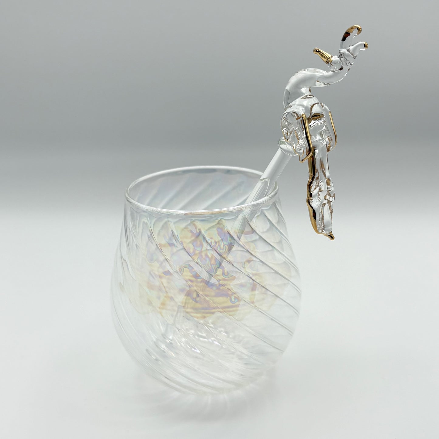 Blown Glass Cocktail Stirrer - Peacock