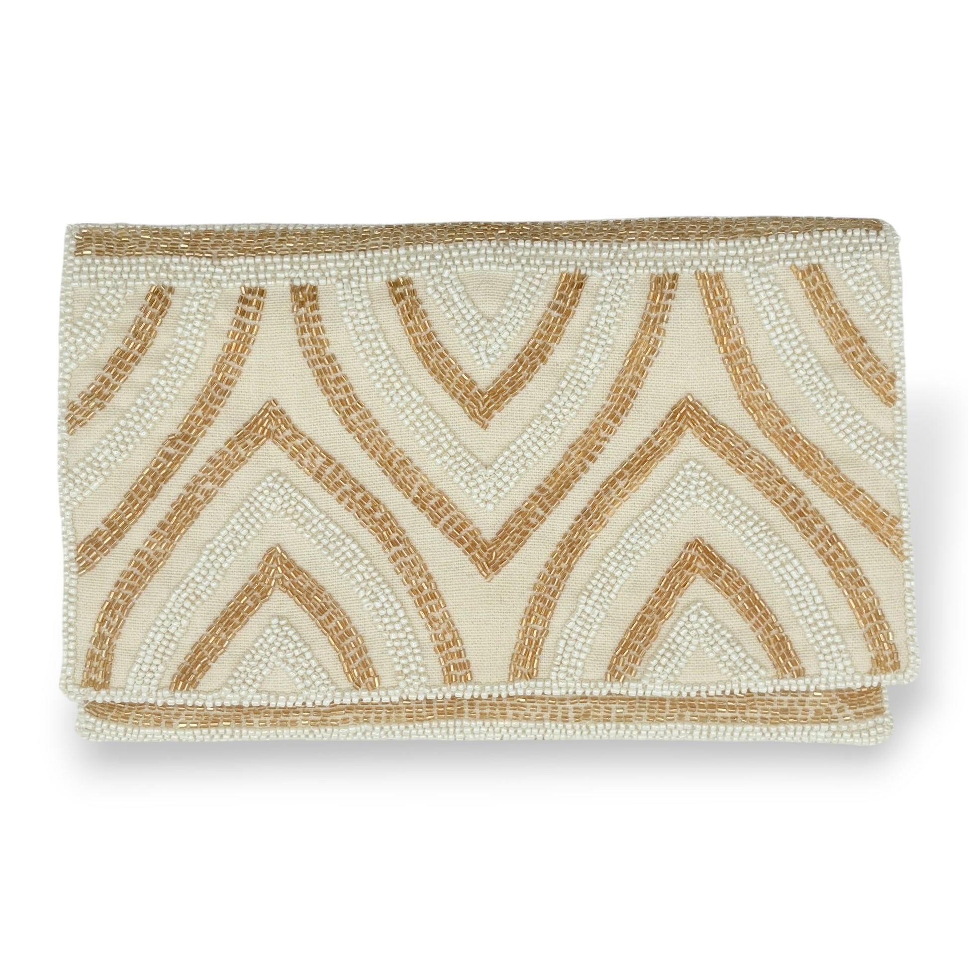 Gold Arches Hand-beaded Flap Clutch