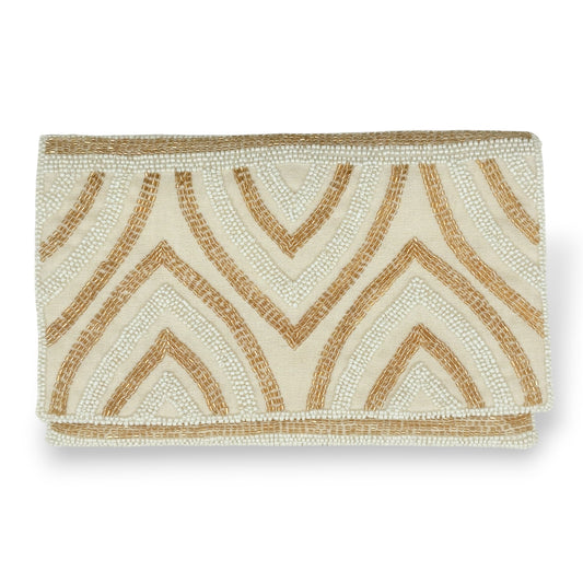 Gold Arches Hand-beaded Flap Clutch