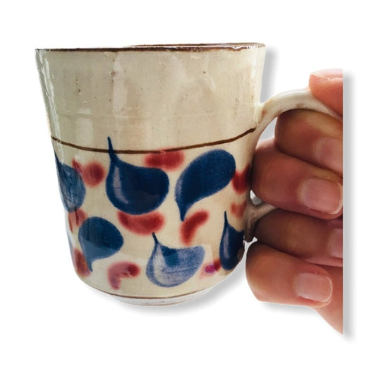 Handcrafted Pottery Mug - Flowers