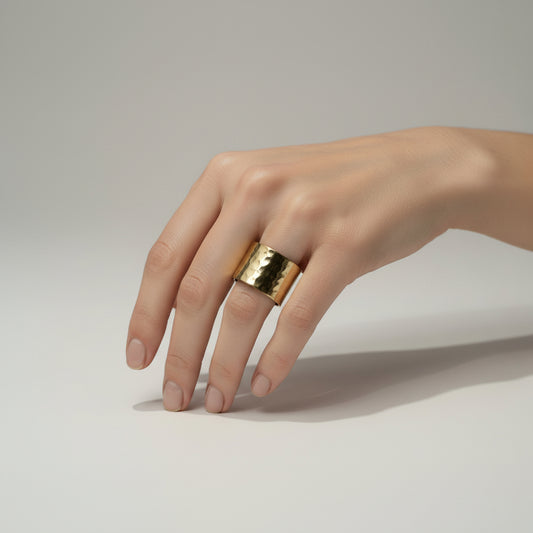 Fair Trade, Handmade Brass Ring - Hammered Band, Ethical Fashion