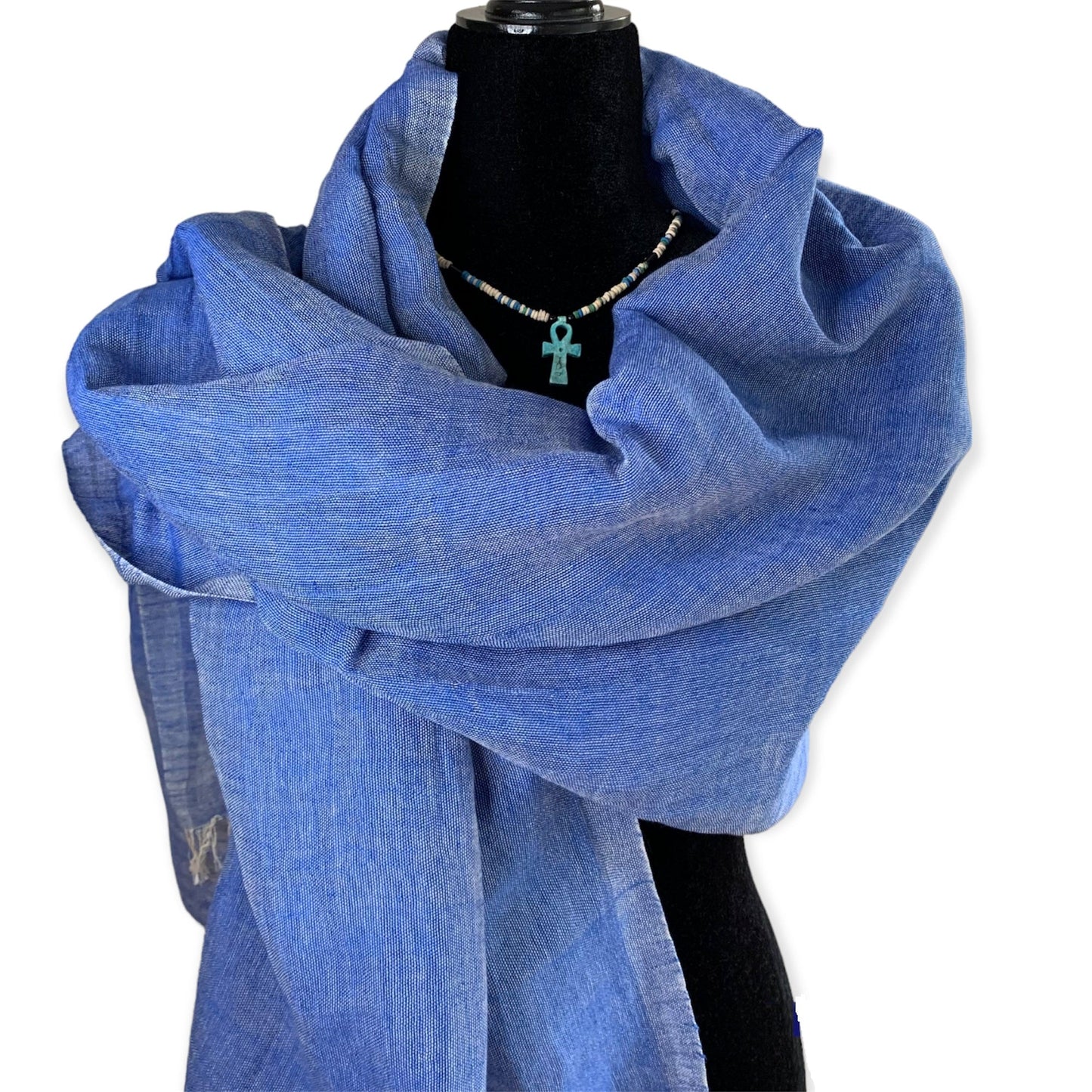 Handwoven Linen Scarf - Denim