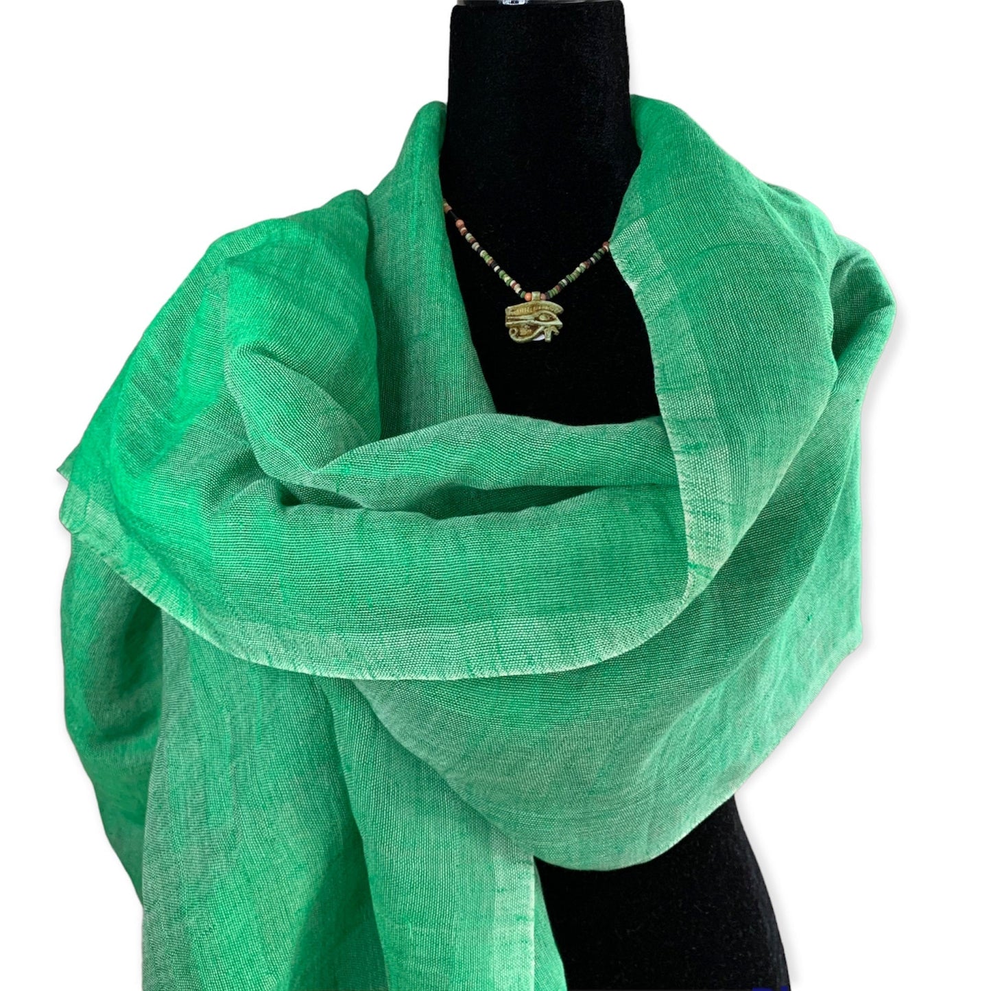 Handwoven Linen Scarf - Grass Green