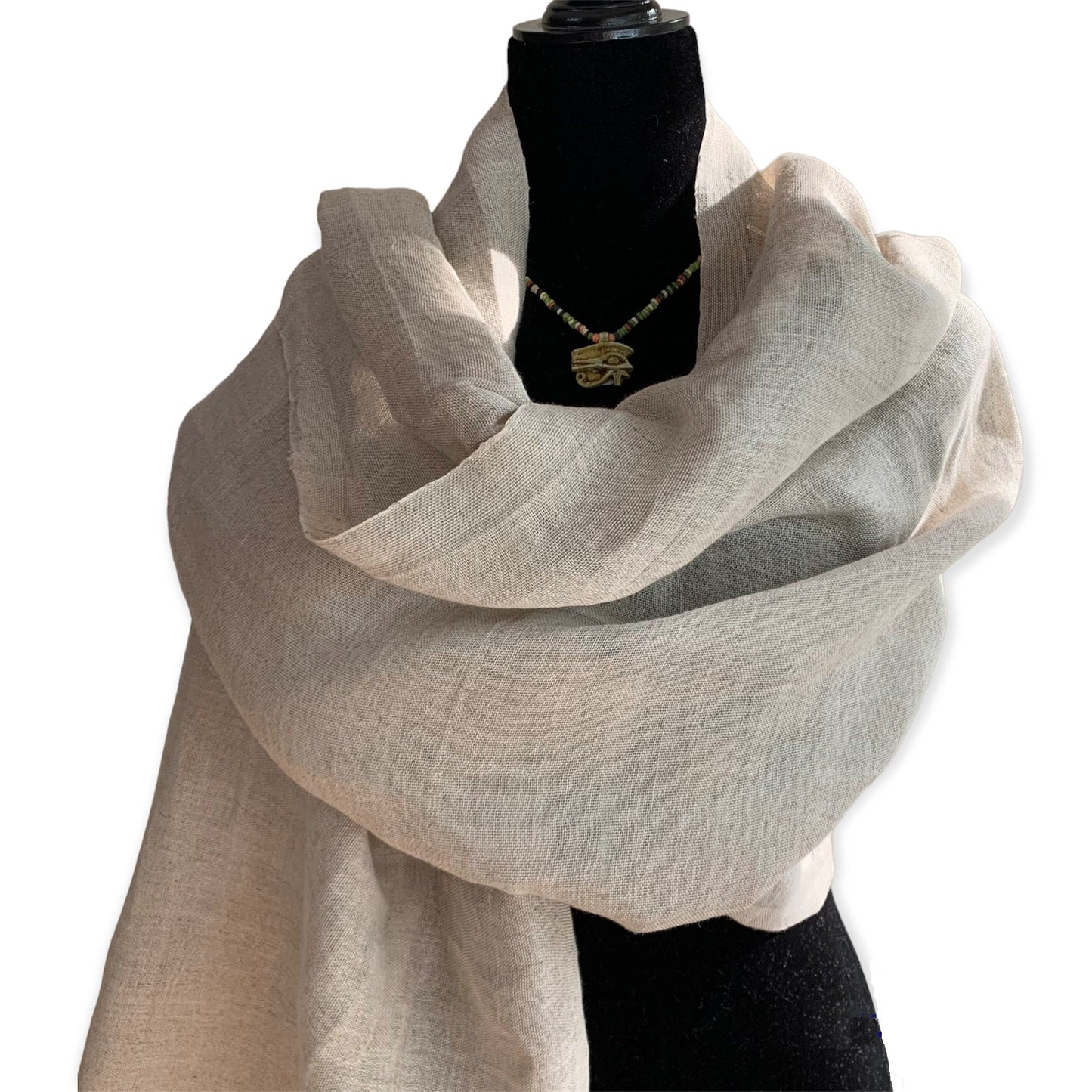 Linen Handwoven Scarf - Greige