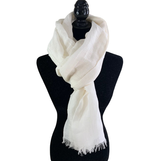 Linen Handwoven Scarf - Off-white