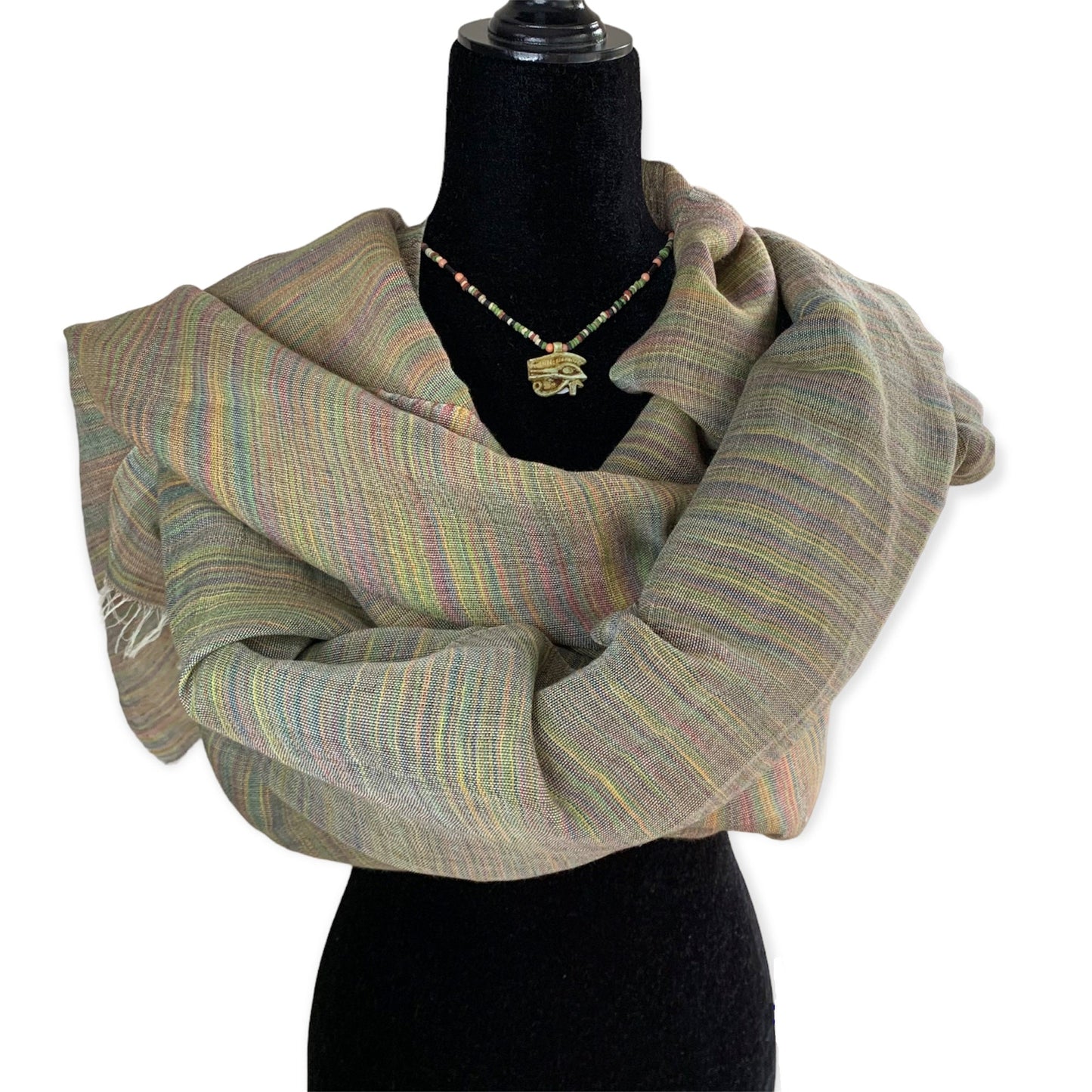 Handwoven Linen Scarf - Variegated Pastel