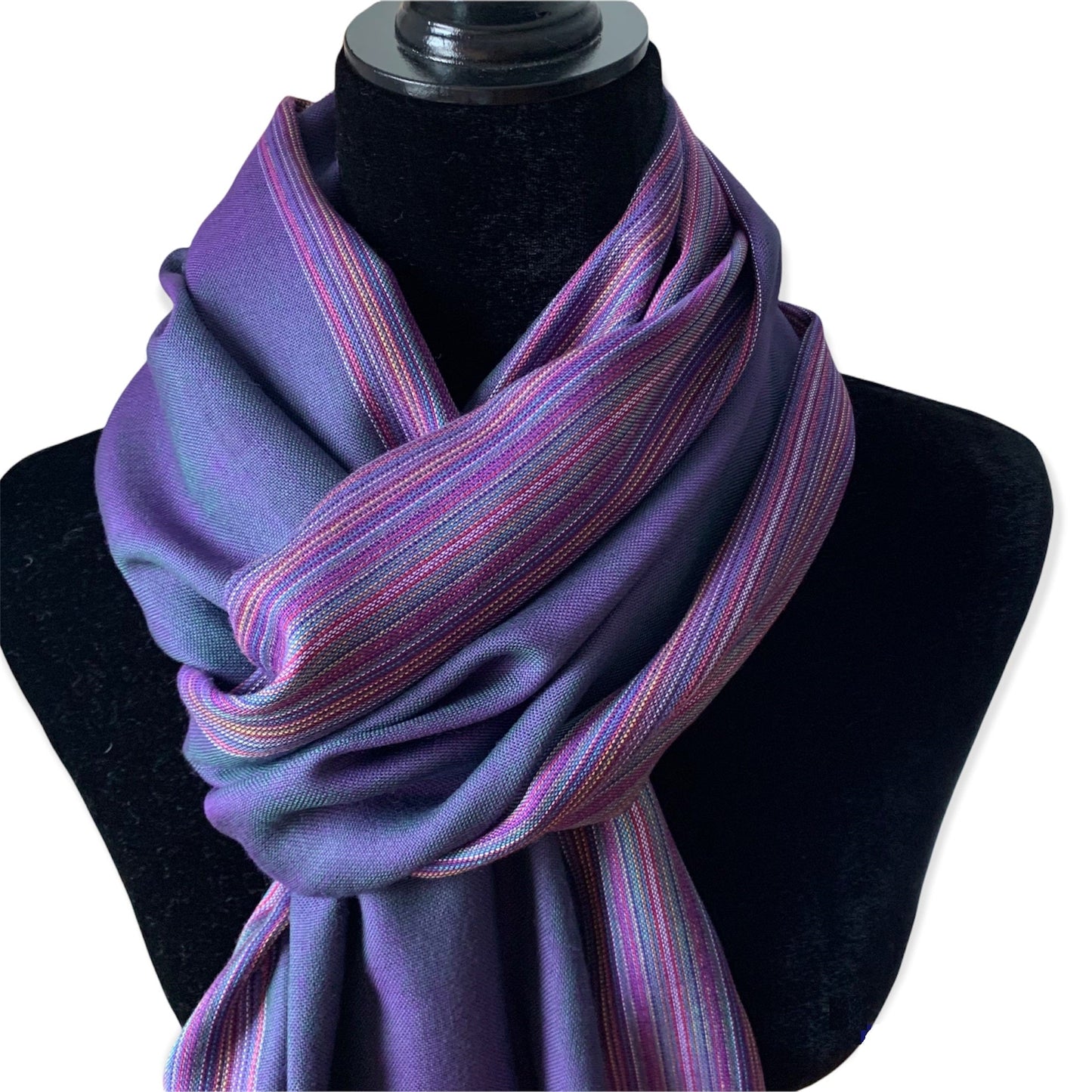 Striped-frame Handwoven Scarf - Very Peri