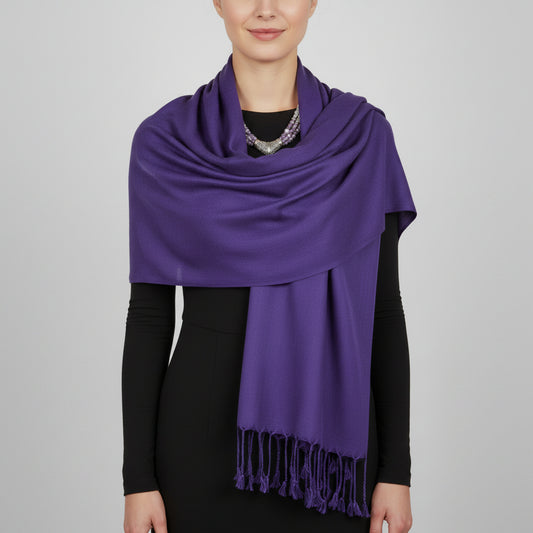 Handwoven purple viscose rayon scarf, fair trade handmade, ethical fashion