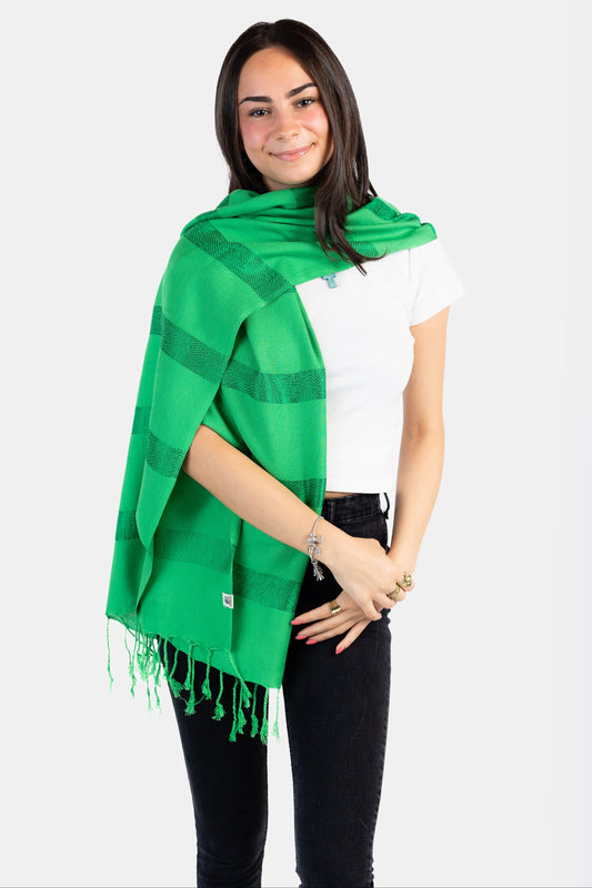 Helyat Handwoven Bamboo Viscose Scarf - Grass Green