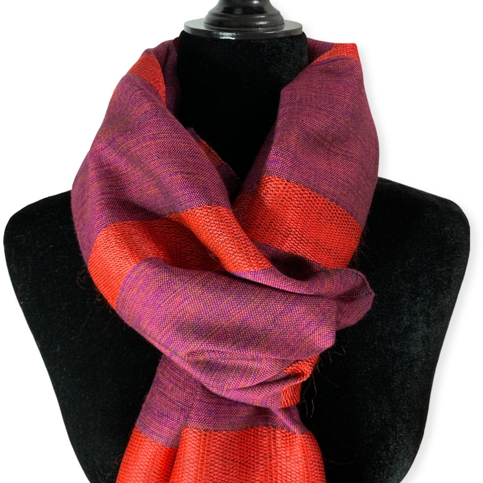 Helyat Handwoven Bamboo Viscose Scarf - Variegated Wine