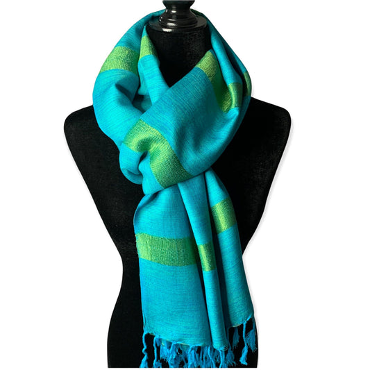 Helyat Handwoven Scarf - Turquoise & Green