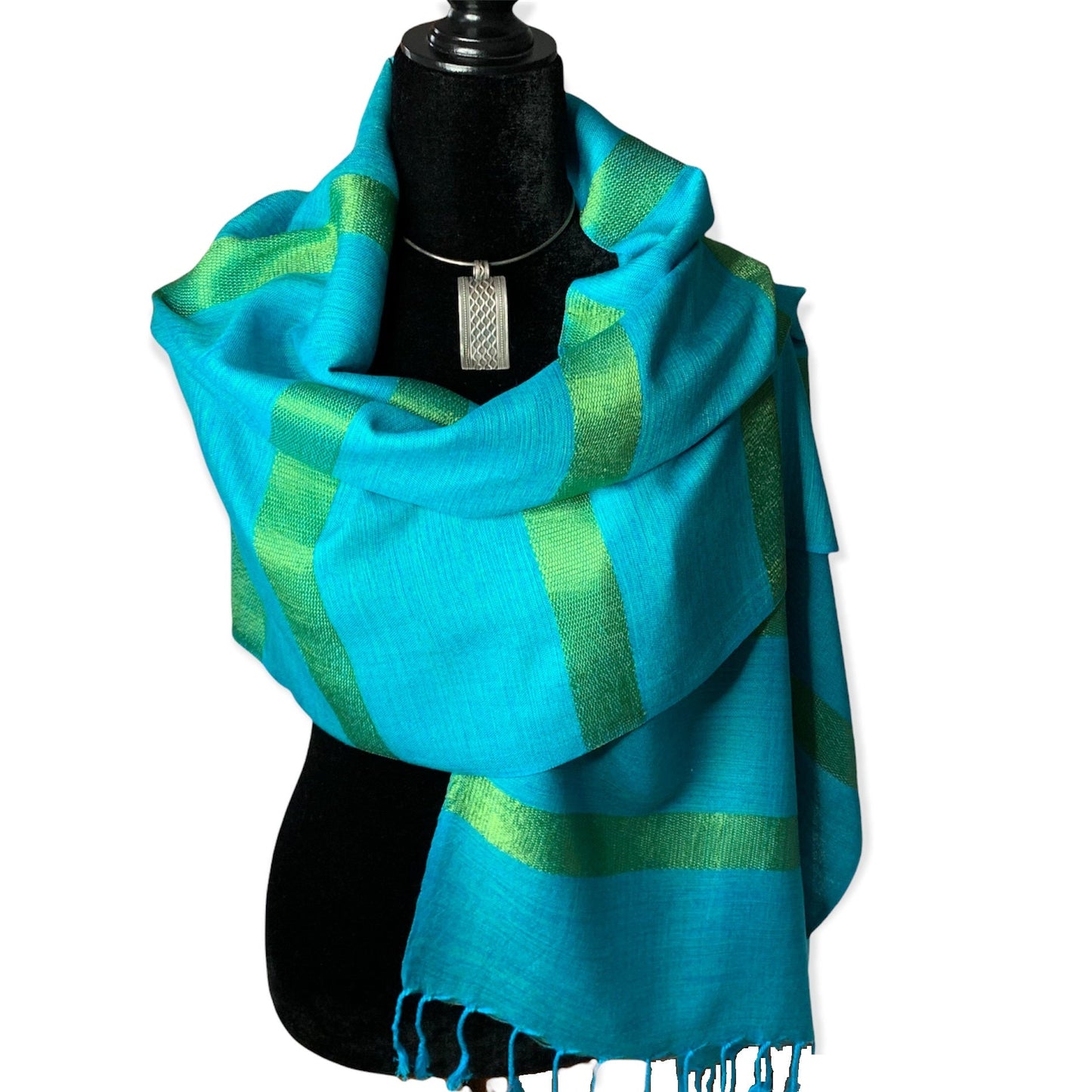 Helyat Handwoven Scarf - Turquoise & Green