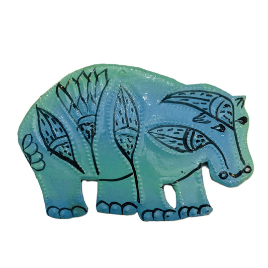 Metal Egyptian Blue Hippo (