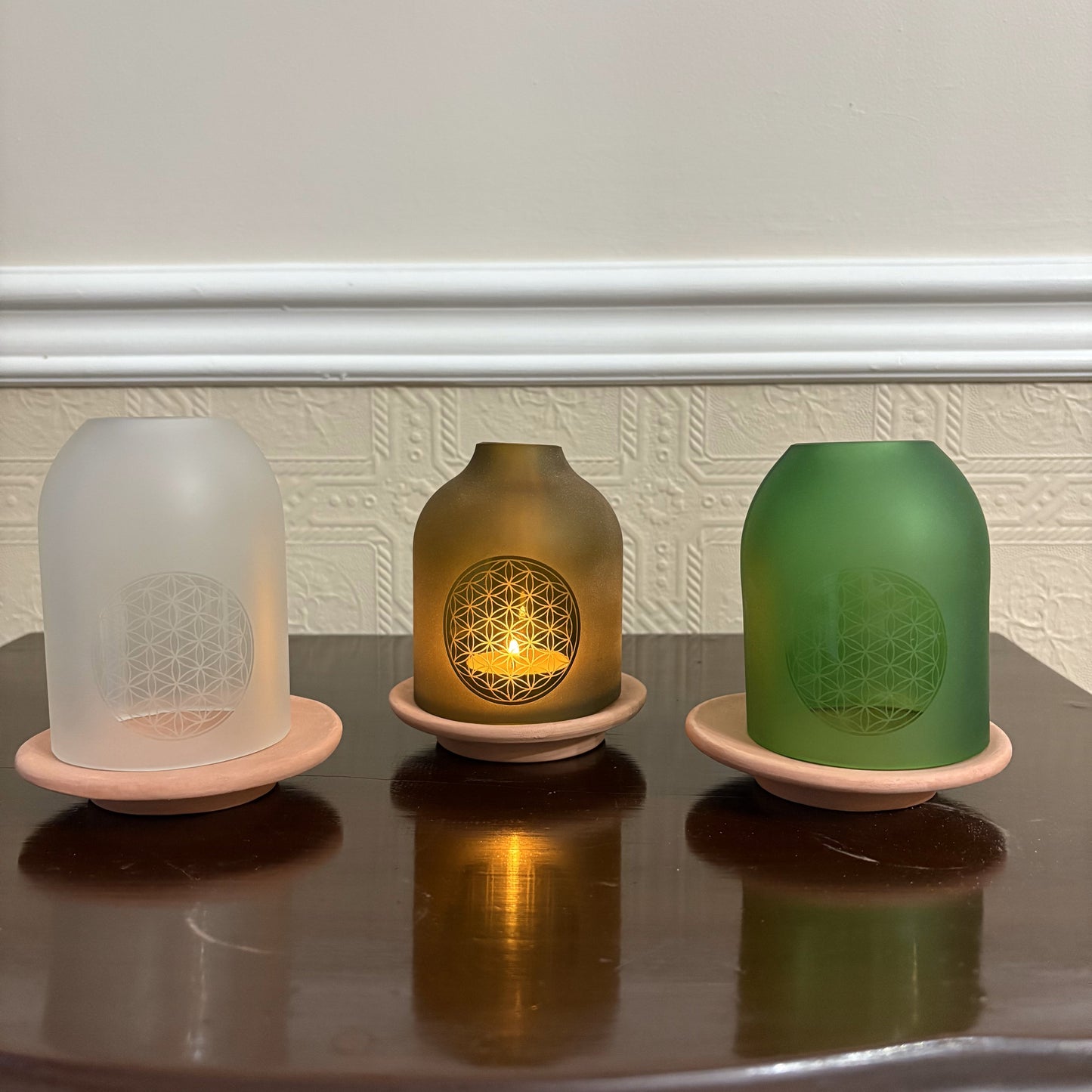 Upcycled Glass Lantern - Flower of Life