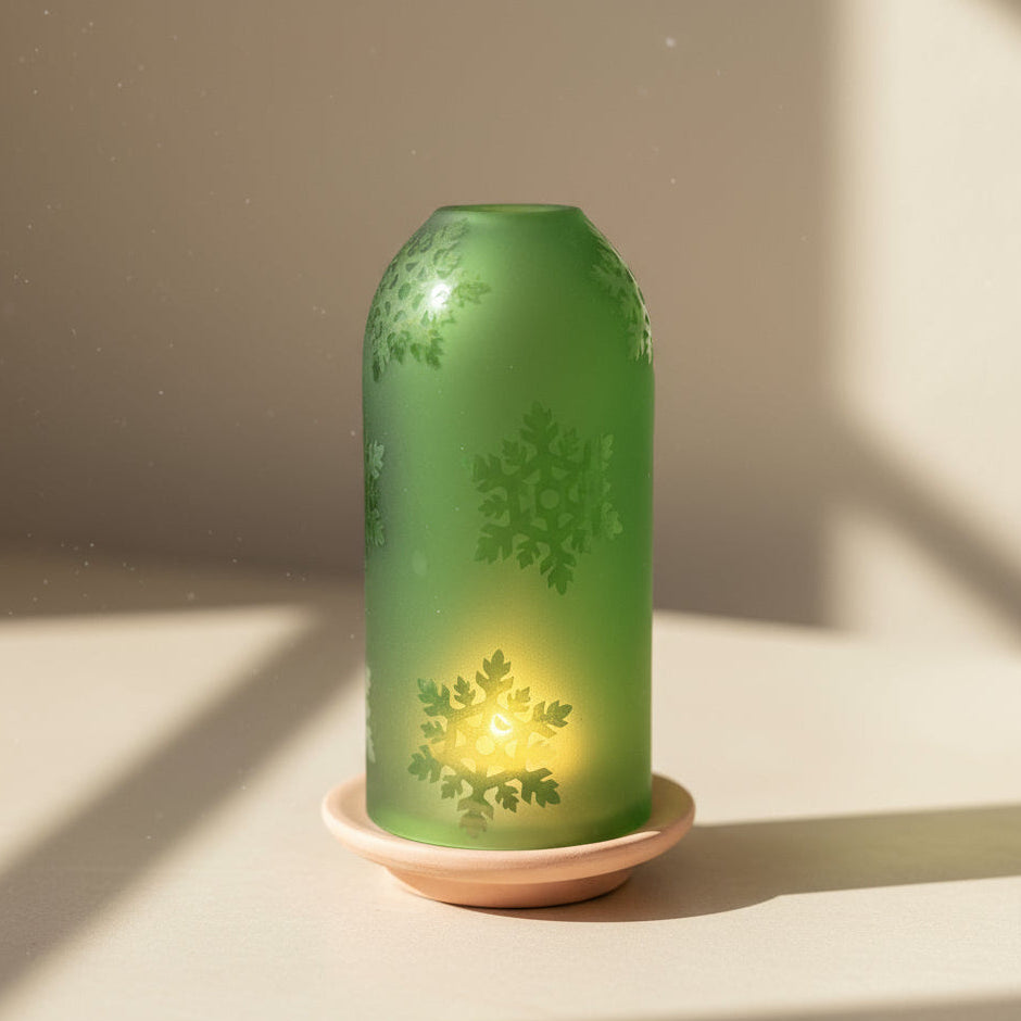 Upcycled Glass Lantern - Snowflakes