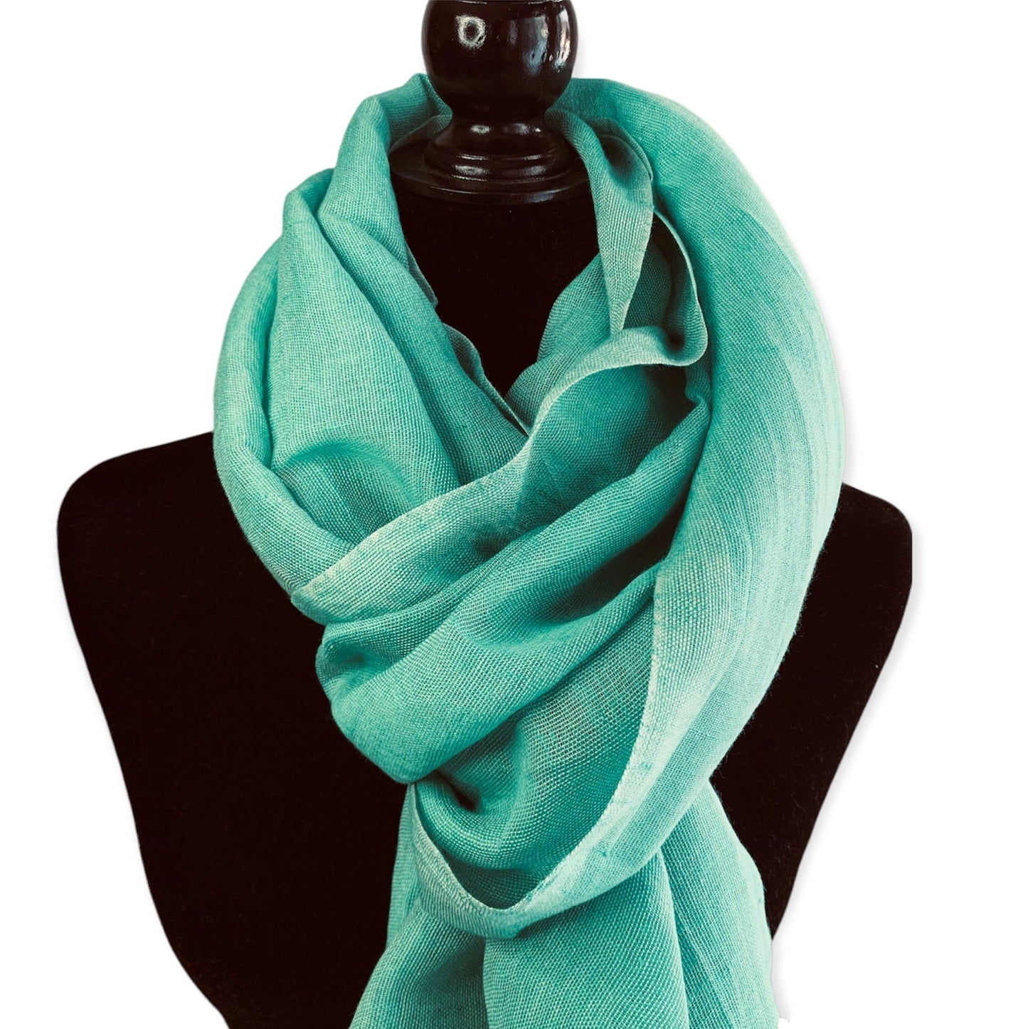 Handwoven Linen Scarf - Teal