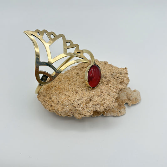 Handmade Brass Necklace, Bracelet & Ring Set - Lotus