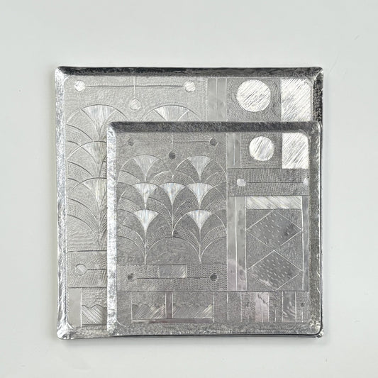 Metal Serving Tray - Square Art Deco
