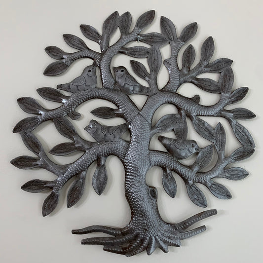 Metal Wall Décor Tree of Life With Flock of Birds - Color of Metal