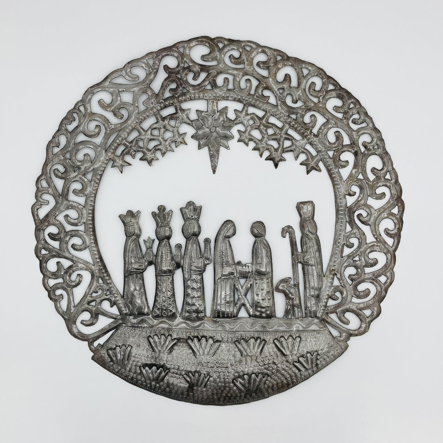 Metal Wall Décor Nativity with Three Magi - Color of Metal