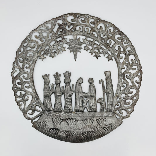 Metal Wall Décor Nativity with Three Magi - Color of Metal