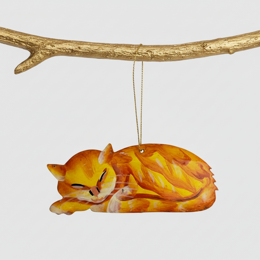 Upcycled Metal Ornament and Magnet - Orange Cat
