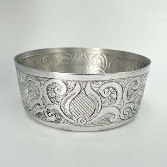 Metal Serving Bowl with Floral
