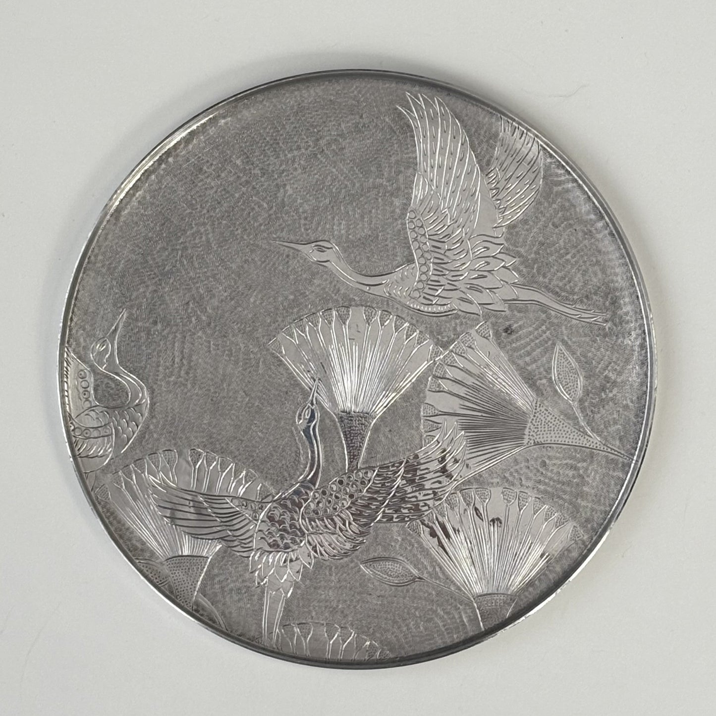 Metal Serving Tray - Round With Birds