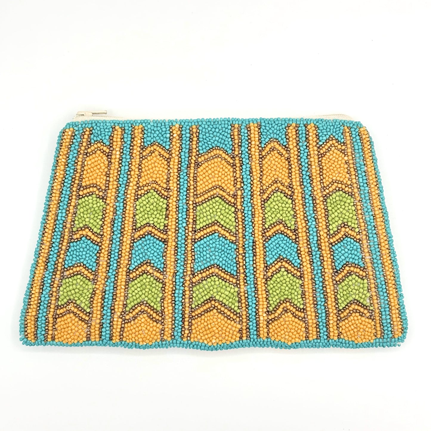 Nefertiti Hand-beaded Clutch - Turquoise & Yellow