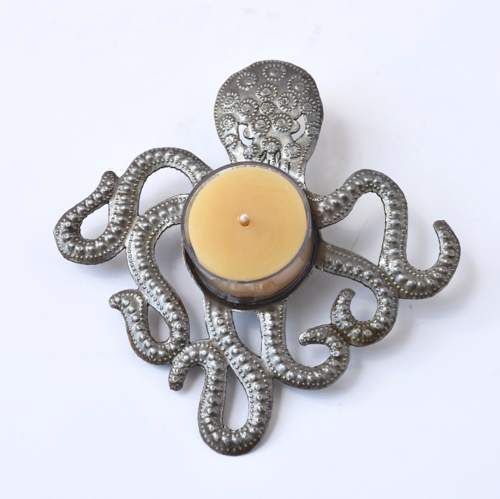 Metal Tealight Plate - Octopus