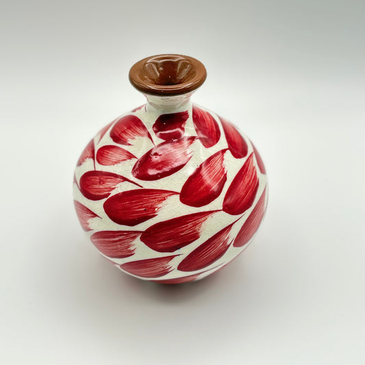 Red Brushstrokes Pottery Vase