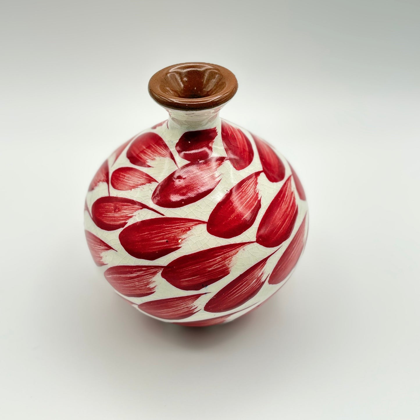 Red Brushstrokes Pottery Vase