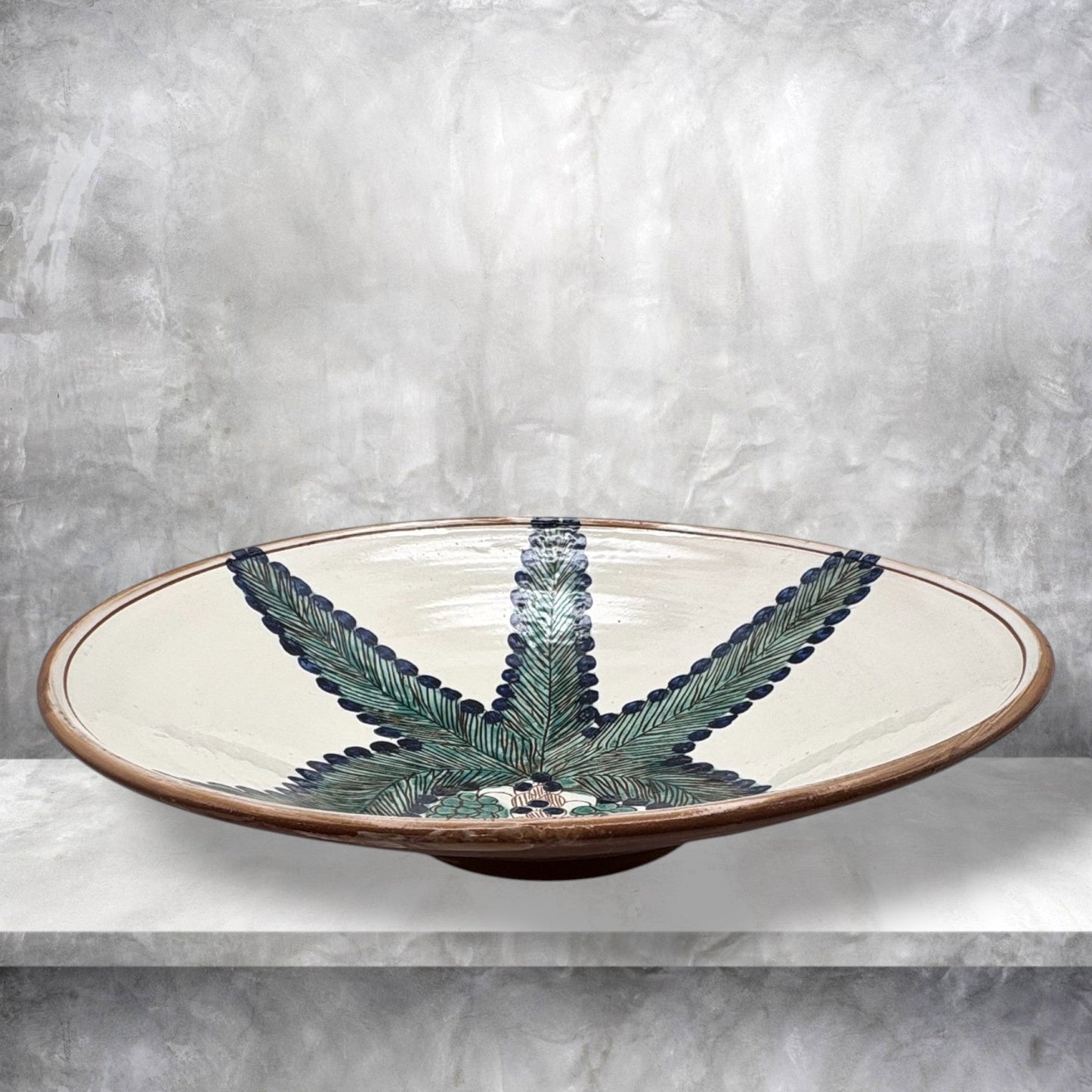 Green Palm Tree Pottery Platter
