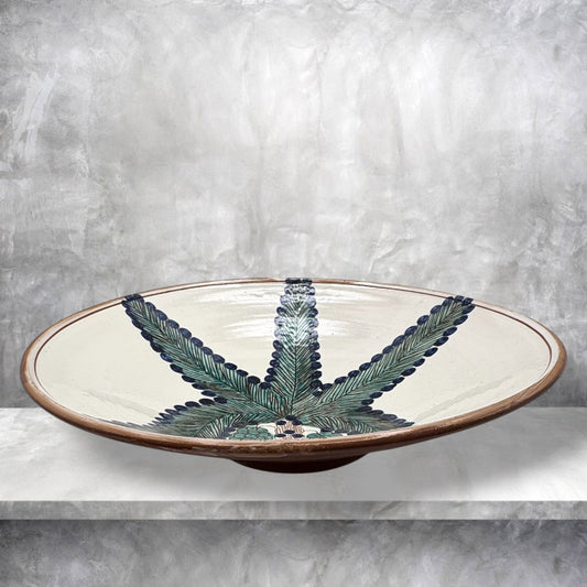 Green Palm Tree Pottery Platter