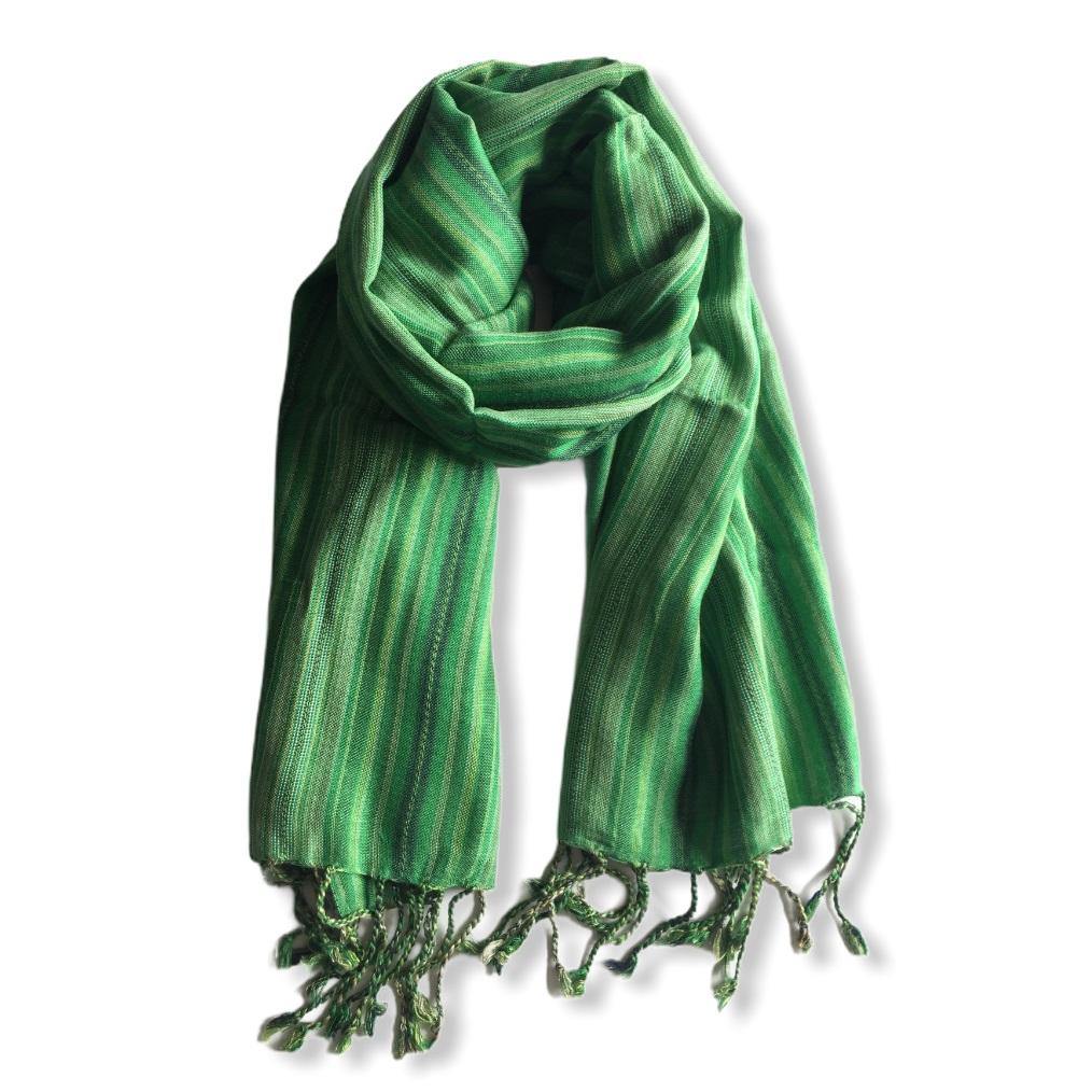 Small Striped Handwoven Scarf - Green