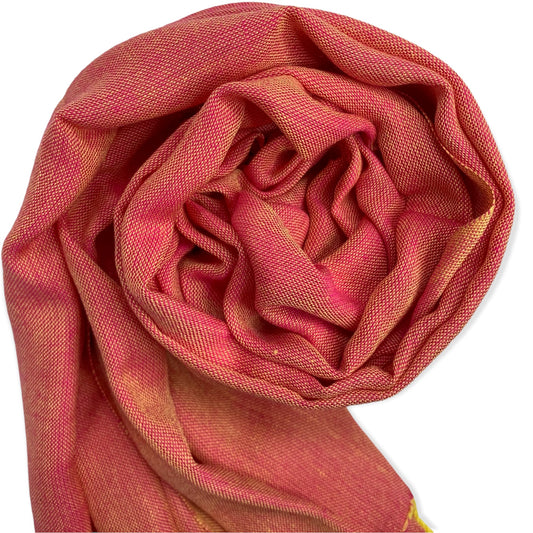 Solid Handwoven Scarf - Yellow & Fuchsia