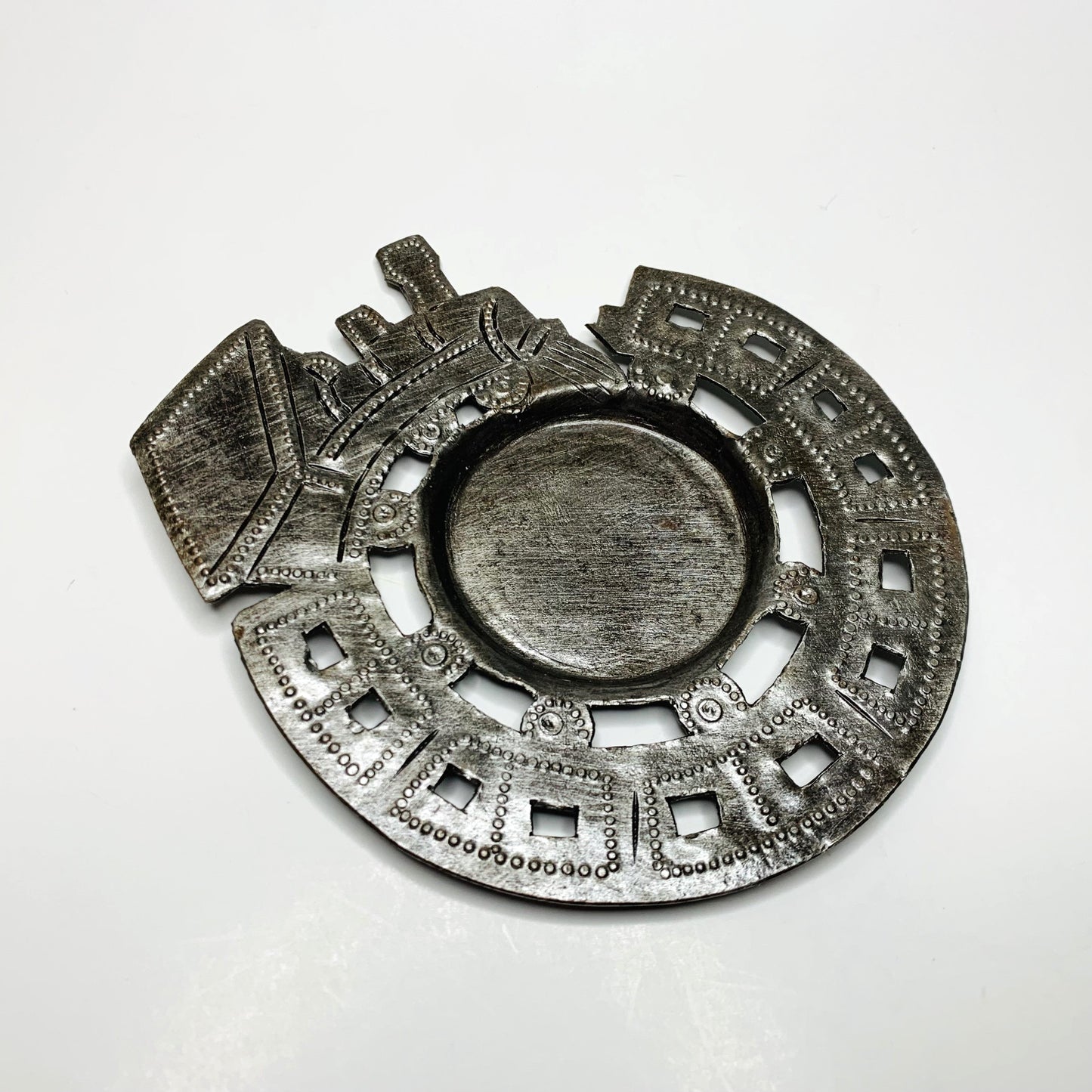 Metal Tealight Plate - Train on Rails