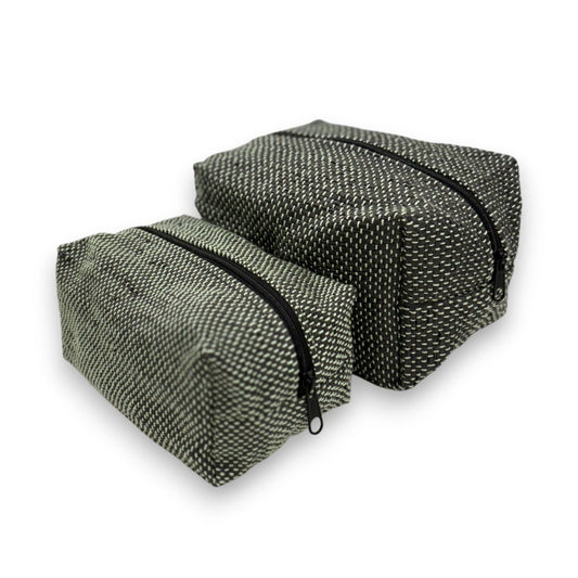 Upcycled Cosmetic Bag - Black & Mint