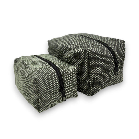 Upcycled Cosmetic Bag - Black & Mint