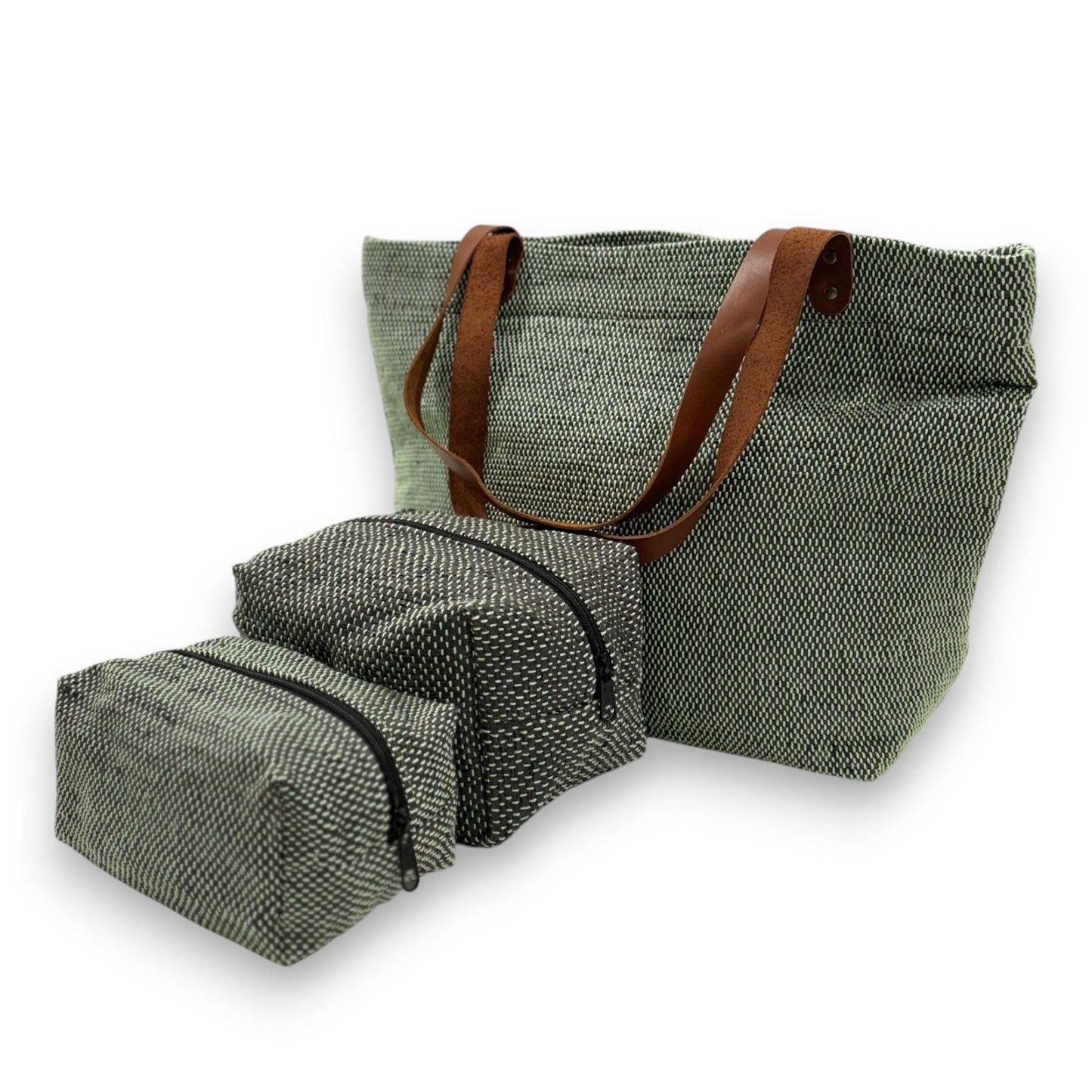 Upcycled Cosmetic Bag - Black & Mint