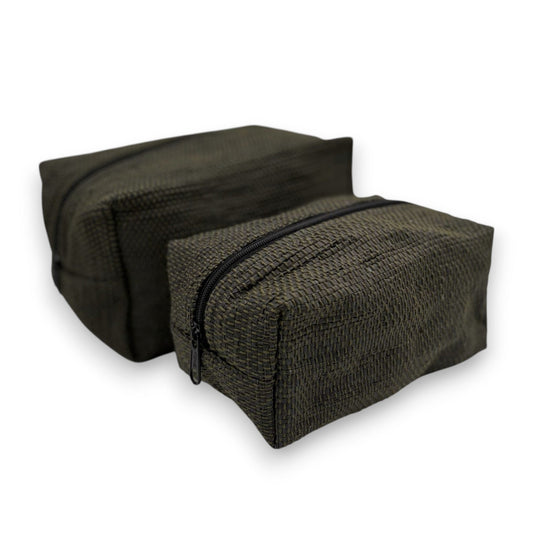 Upcycled Cosmetic Bag - Black & Olive