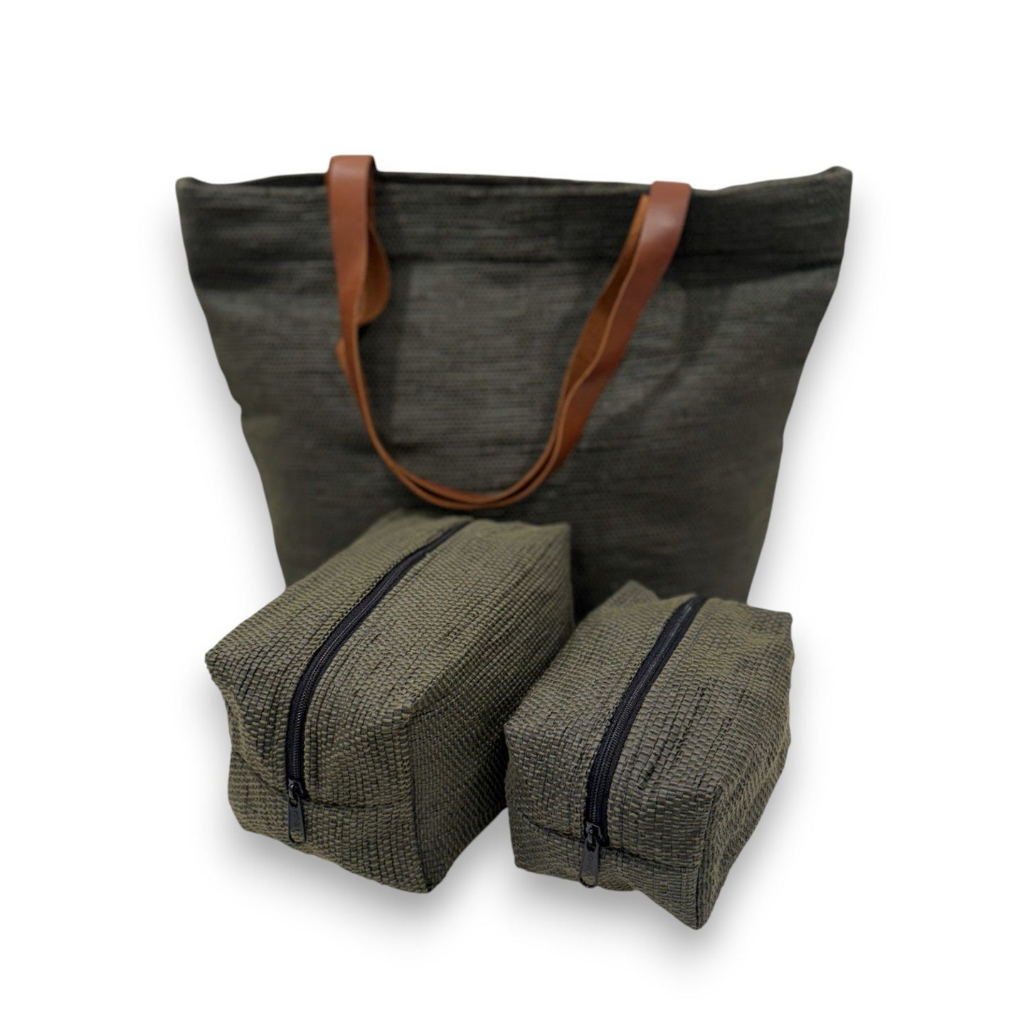 Upcycled Cosmetic Bag - Black & Olive