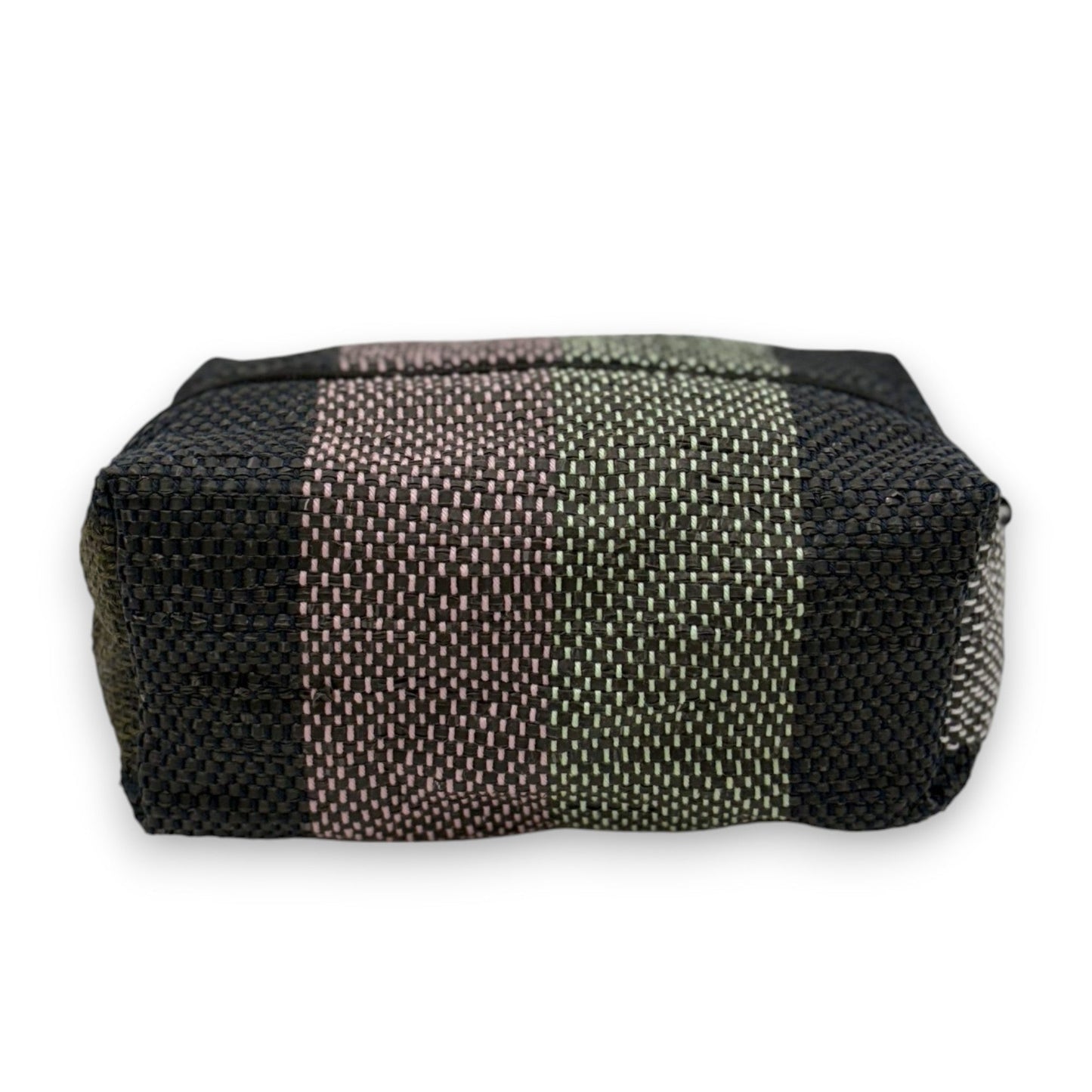 Upcycled Cosmetic Bag - Black, Pistachio & Pink Stripes